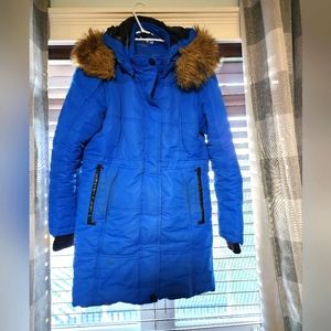 Blue Point Zero Inset Hood Jacket With Removable Faux Fur Trim